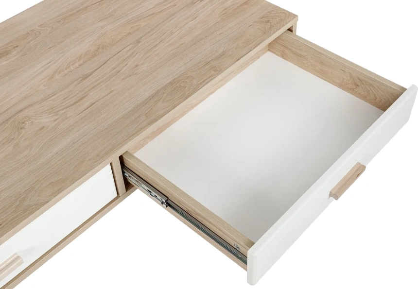 Стол письменный Калгари, с ящиками, дуб светлый / белый матовый