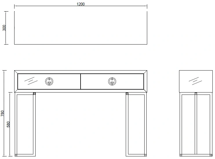 Туалетный столик KFG16701, черный / золото