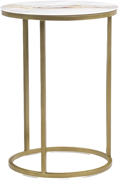 Журнальный стол Иберис, 40x56, стекло, белый, каркас золото