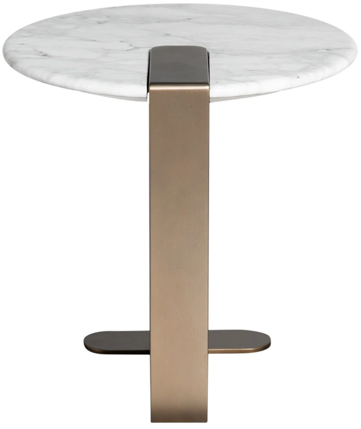 Журнальный стол Brandon, 50x50x48, мрамор, белый мрамор / латунь