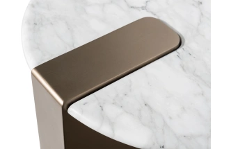 Журнальный стол Brandon, 50x50x48, мрамор, белый мрамор / латунь