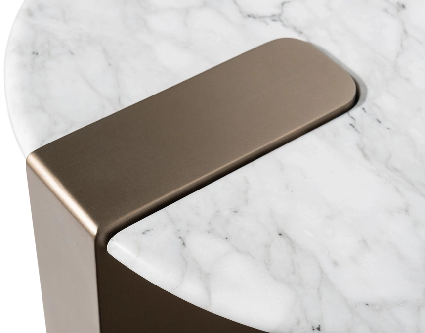 Журнальный стол Brandon, 50x50x48, мрамор, белый мрамор / латунь