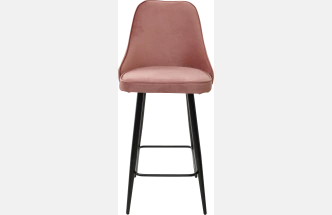 Полубарный стул Nepal-PB, Розовый #15, велюр, черный каркас (H=68cm)