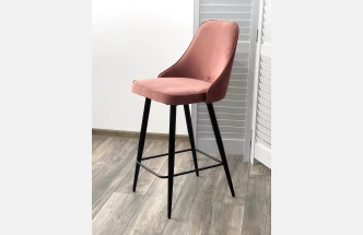 Полубарный стул Nepal-PB, Розовый #15, велюр, черный каркас (H=68cm)