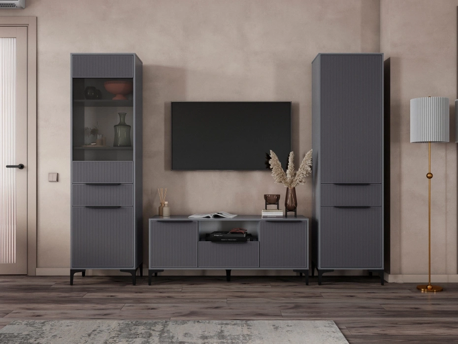 Модульная гостиная Иадама, комплектация 5, графит / графит софт