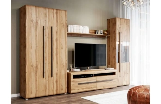 Шкаф-витрина однодверный Ницца, с полками, дуб вотан