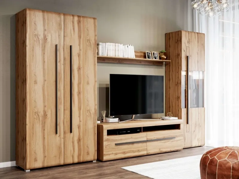 Шкаф-витрина однодверный Ницца, с полками, дуб вотан