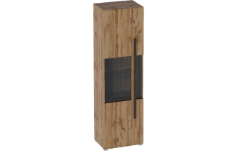 Шкаф-витрина однодверный Ницца, с полками, дуб вотан