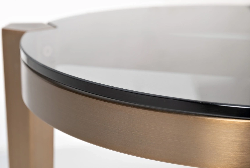 Журнальный стол 58DB-25857, 100x100x35, стекло, прозрачный / латунь 