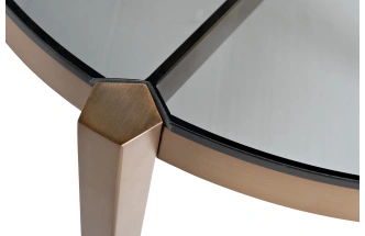 Журнальный стол 58DB-25857, 100x100x35, стекло, прозрачный / латунь 