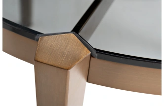 Журнальный стол 58DB-25857, 100x100x35, стекло, прозрачный / латунь 