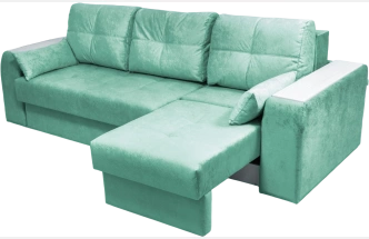 Диван прямой Остин 2, Siesta aquamarine, декор Рамух белый