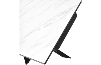 Кухонный стол раздвижной Belluno 160, Marbles Kl-99, Белый мрамор матовый, итальянская керамика, черный каркас