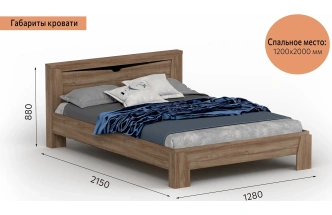 Кровать полутораспальная Соренто, 120*200, дуб стирлинг