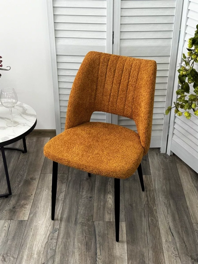 Стул London, мягкий, UF998-06 бронза, букле, черный каркас