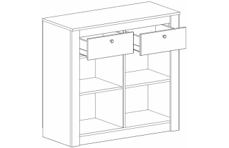 Тумба Даллас, с дверьми и двумя ящиками, дуб винтерберг / таксония