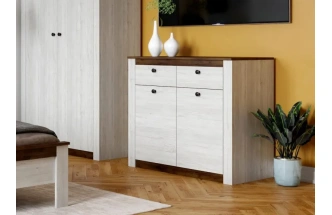 Тумба Даллас, с дверьми и двумя ящиками, дуб винтерберг / таксония