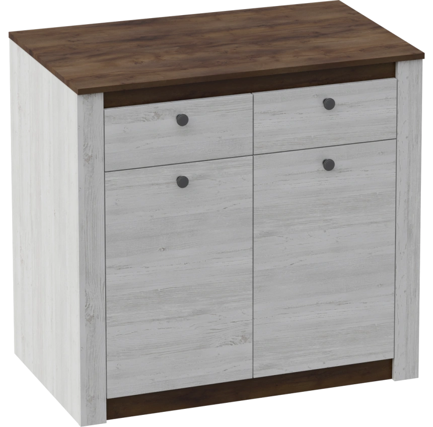 Тумба Даллас, с дверьми и двумя ящиками, дуб винтерберг / таксония