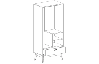 Шкаф двухдверный Калгари, с ящиком, дуб натуральный светлый / белый матовый