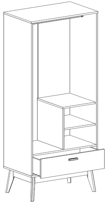 Шкаф двухдверный Калгари, с ящиком, дуб натуральный светлый / белый матовый