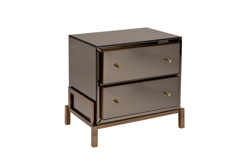  Тумба прикроватная KFG170, с ящиками, зеркальная 