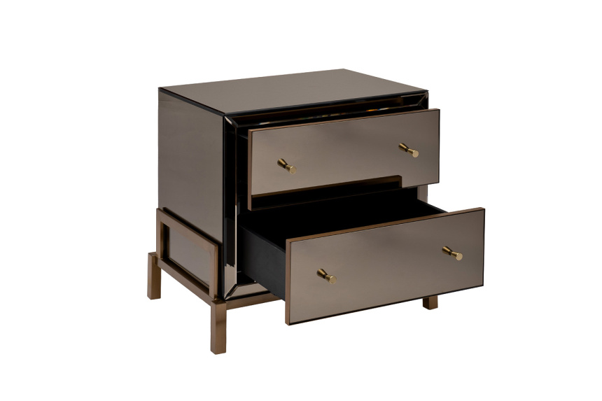  Тумба прикроватная KFG170, с ящиками, зеркальная 