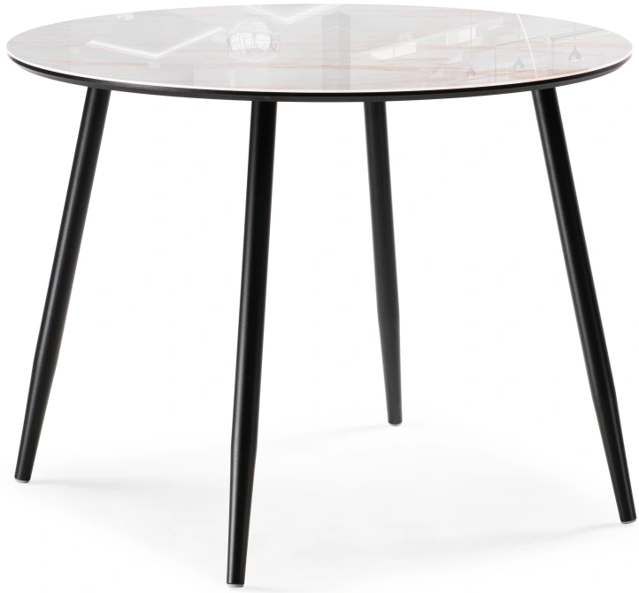 Кухонный стол Анселм, 100х100х76, стекло, леонардо / черный