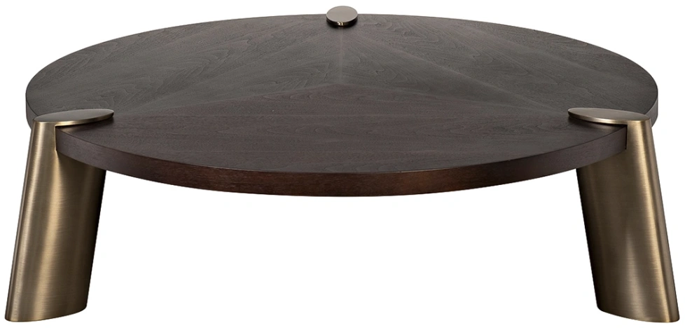 Журнальный стол Kong, 161x161x43, МДФ, шпон, темный орех / латунь