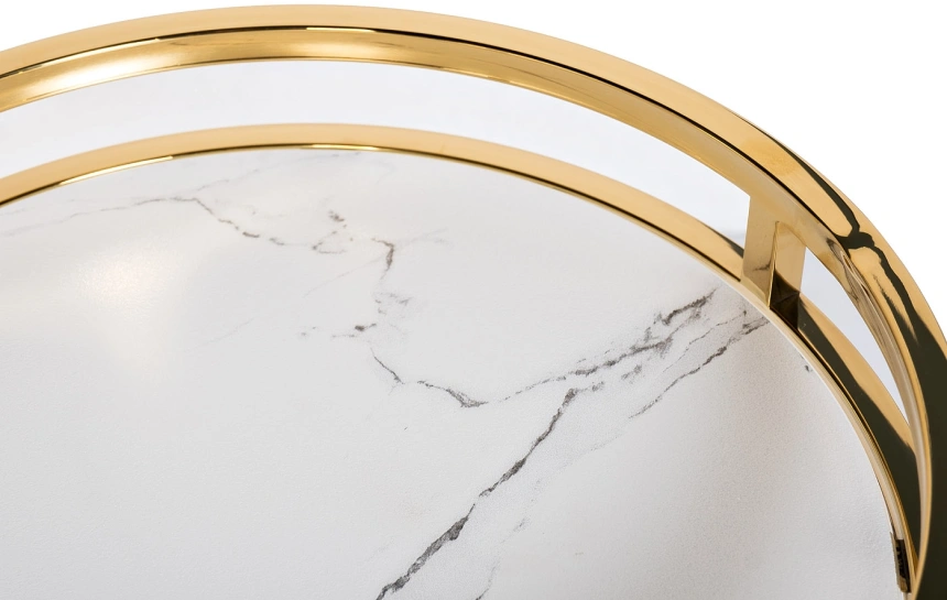 Журнальный стол 47ED-07901, 41x41x60, мраморное стекло, белый мрамор /золото