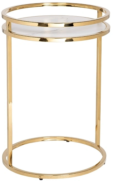 Журнальный стол 47ED-07901, 41x41x60, мраморное стекло, белый мрамор /золото