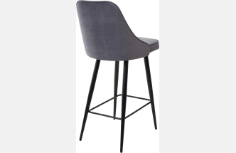 Полубарный стул Nepal-PB, Серый #27, велюр, черный каркас (H=68cm)