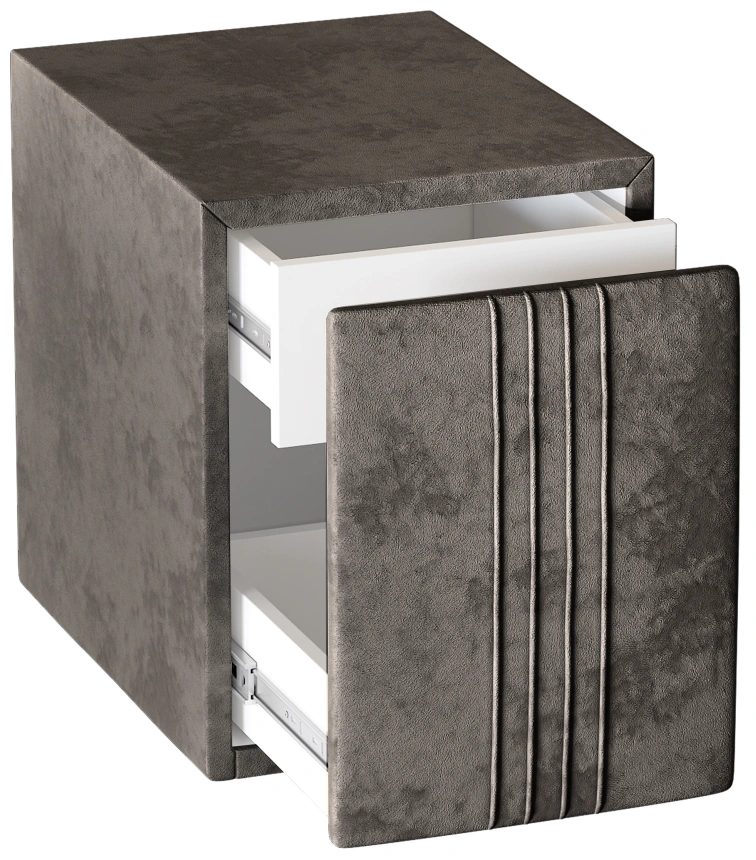 Тумба прикроватная Севилья, мягкая, с ящиками, велюр, альба светло-коричневый