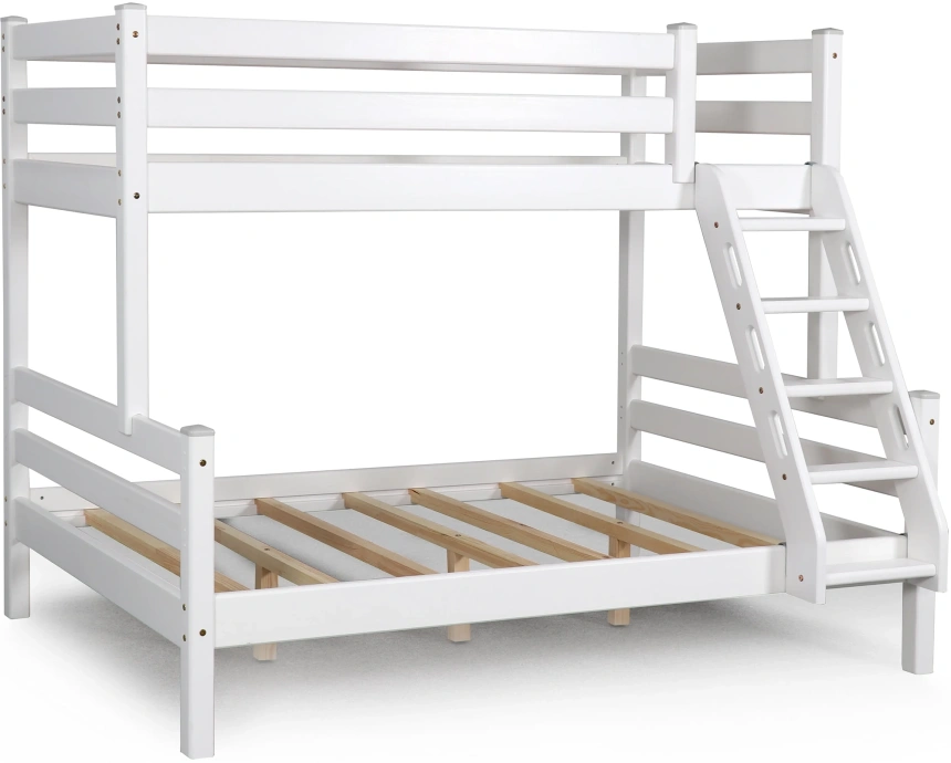 Кровать двухъярусная Адель 2, с наклонной лестницей, белый