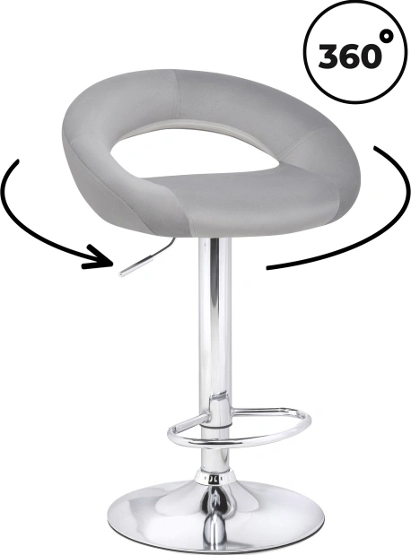 Барный стул Oazis, велюр серый / хром