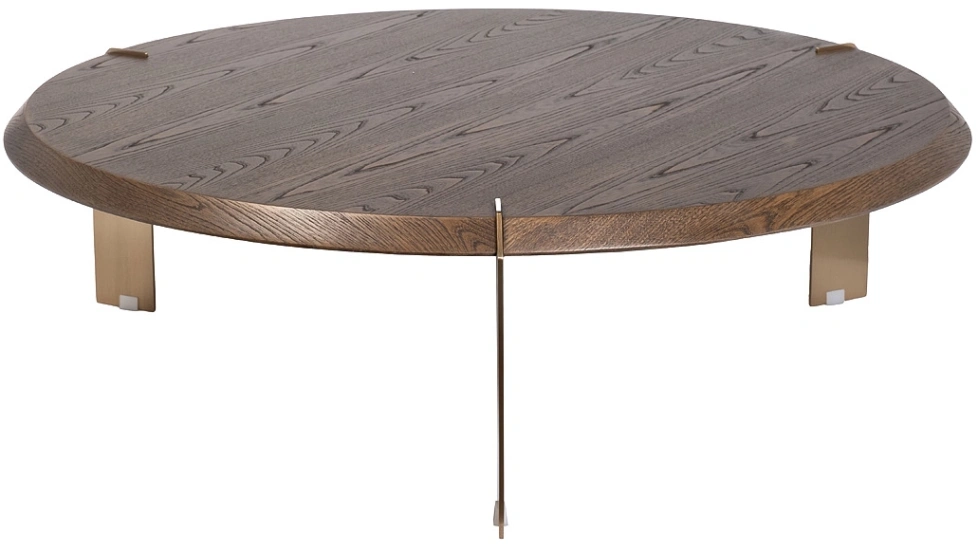 Журнальный стол KFG203, 100x100x30, МДФ, шпон, темно-коричневый / бронзовый