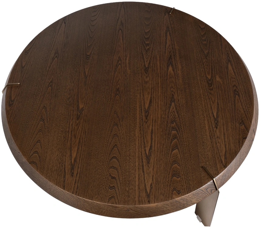 Журнальный стол KFG203, 100x100x30, МДФ, шпон, темно-коричневый / бронзовый