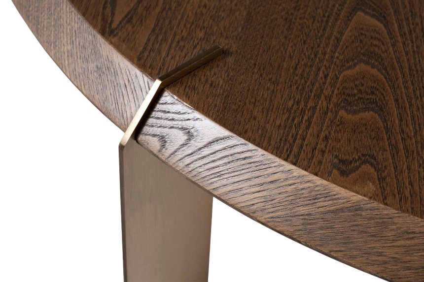 Журнальный стол KFG203, 100x100x30, МДФ, шпон, темно-коричневый / бронзовый