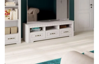 Тумба под ТВ Прованс, с ящиками, бодега белая / патина премиум