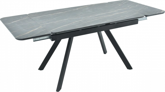 Кухонный обеденный стол Leon, раздвижной, серый 120-184 см., Noir Desir Bocciardato, каркас черный 