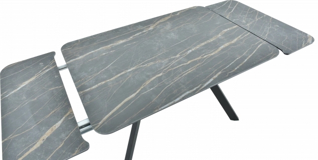 Кухонный обеденный стол Leon, раздвижной, серый 120-184 см., Noir Desir Bocciardato, каркас черный 