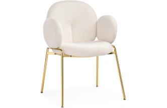Стул-кресло Kalipso, мягкий, букле белый / золотой