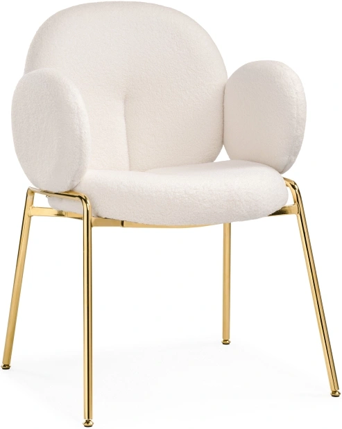Стул-кресло Kalipso, мягкий, букле белый / золотой