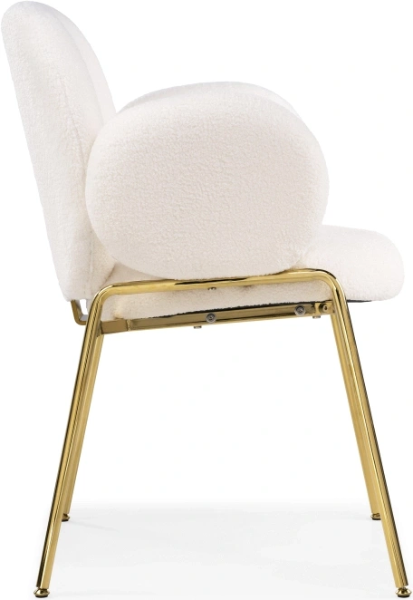 Стул-кресло Kalipso, мягкий, букле белый / золотой