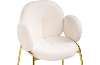 Стул-кресло Kalipso, мягкий, букле белый / золотой