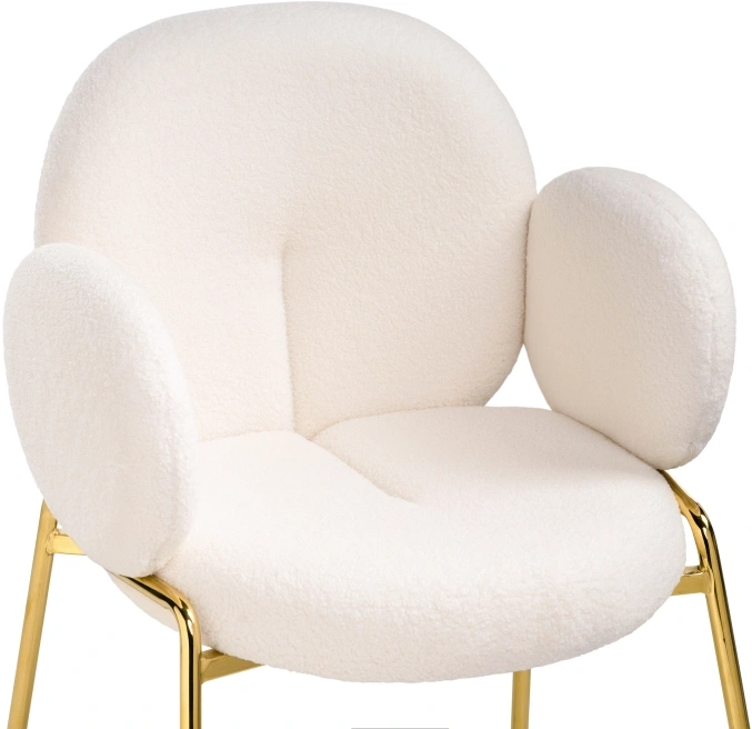 Стул-кресло Kalipso, мягкий, букле белый / золотой