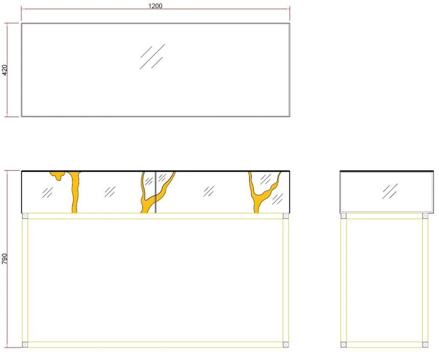 Туалетный столик KFG197 , белый / золотой 