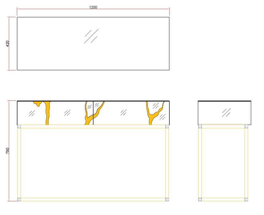 Туалетный столик KFG197 , белый / золотой