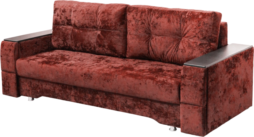 Диван прямой Атлант 2, ткань Plush rubin, декор Венге