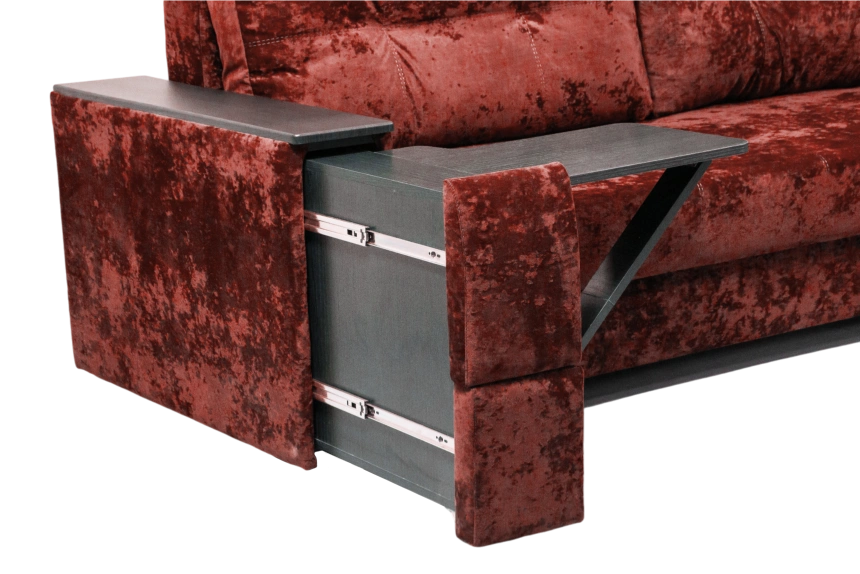 Диван прямой Атлант 2, ткань Plush rubin, декор Венге