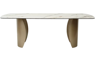 Кухонный стол Bronte 220, KL-188, Контрастный мрамор матовый, итальянская керамика, каркас Шампань